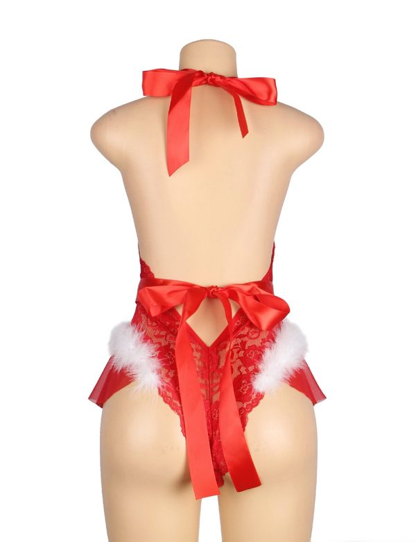 YesX Christmas Sexy Halter Neck Teddy Up